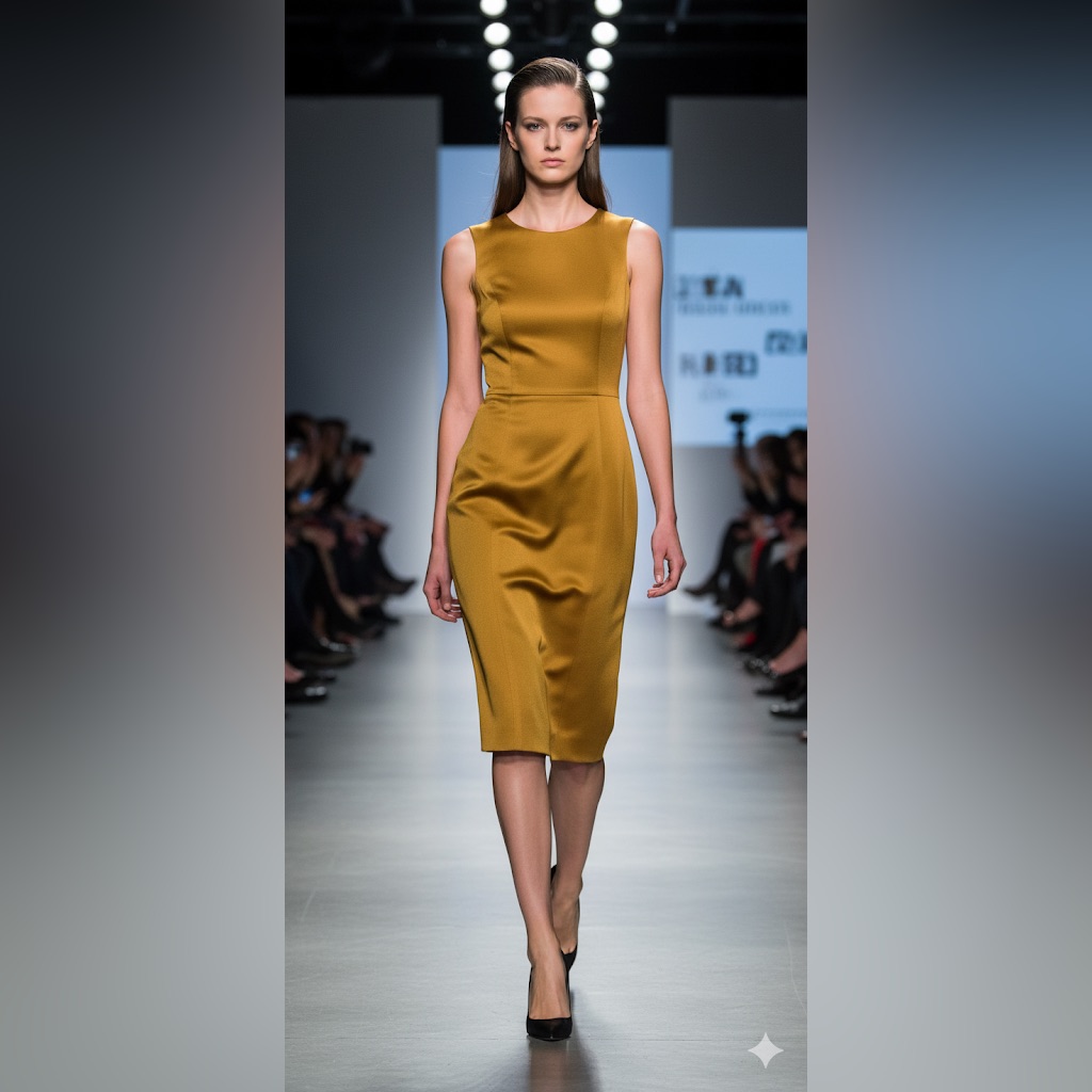 Arthur Mendona Elegant Gold Sleeveless Sheath Dress 4